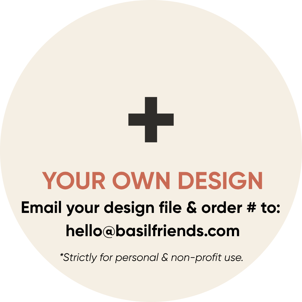 Custom lens option for The Spotlight. Handlers can email their own school logo or design to hello@basilfriends.com.