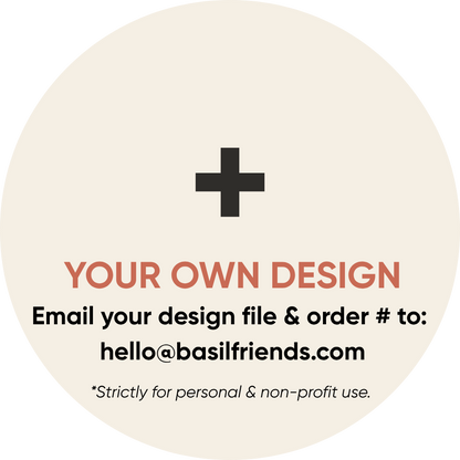 Custom lens option for The Spotlight. Handlers can email their own school logo or design to hello@basilfriends.com.